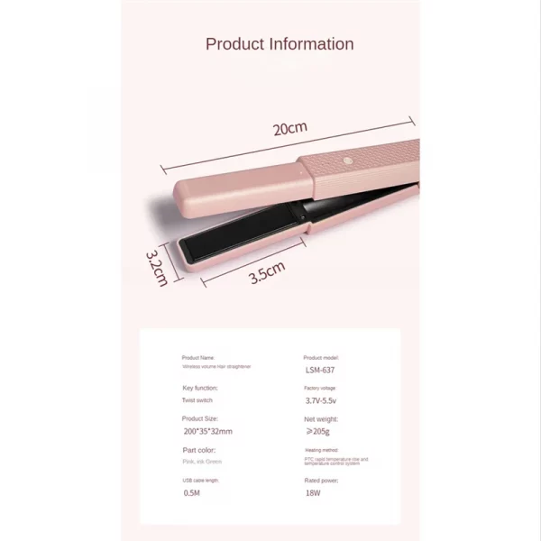 Wireless Hair Straightening Splint Straight Hair Stick Portable Straight Curling Stick Inner Buckle Bangs Styling Tool A