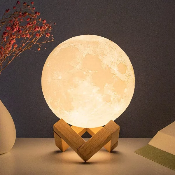 C5 8cm Moon LED Night Light Lamp Battery Powered With Stand Starry Lamp Bedroom Home Decor Night Lights Kids Gift Moon Lamp Xmas