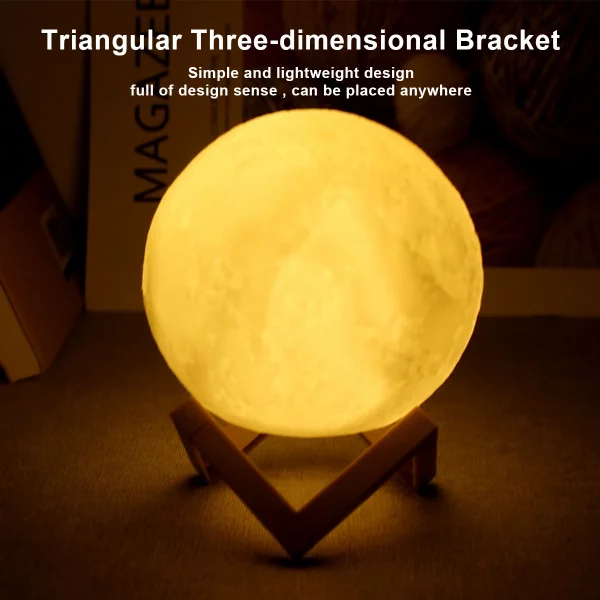C5 8cm Moon LED Night Light Lamp Battery Powered With Stand Starry Lamp Bedroom Home Decor Night Lights Kids Gift Moon Lamp Xmas