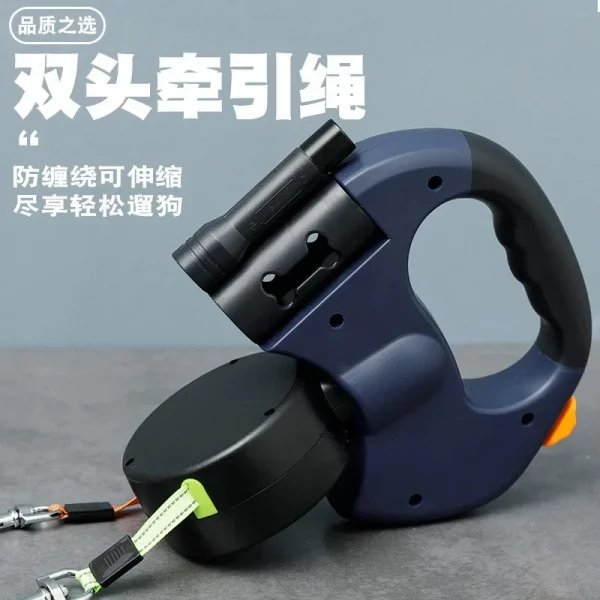 3m Retractable Dog Leash For Small Dogs Reflective Dual Pet Leash Lead 360 Swivel No Tangle Double Dog Walking Leash With Lights