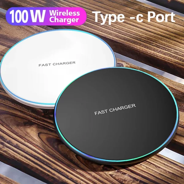 100W Wireless Charger Pad Stand for iPhone 15 14 13 12 11 X 8 Samsung Xiaomi Phone Chargers Induction Fast Charging Dock Station