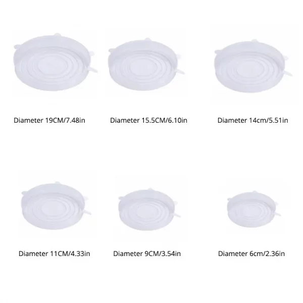 6Pcs/Set White Silicone Preservation Cover Stretchable Sealed Fruit And Vegetable Kitchen Refrigerator Preservation Cover
