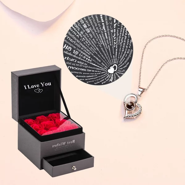 Love Zircon Necklace 100 Languages I Love You projection Pendant For Women With 9 Roses Gift Box 2022 Hot romantic accessories