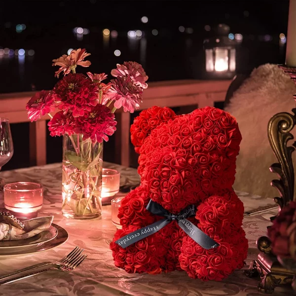 Creative Eternal Rose Bear Artificial Flower Bear Red Teddy Bear For Girlfriend Mother Day Birthday Valentine's Day Anniversary