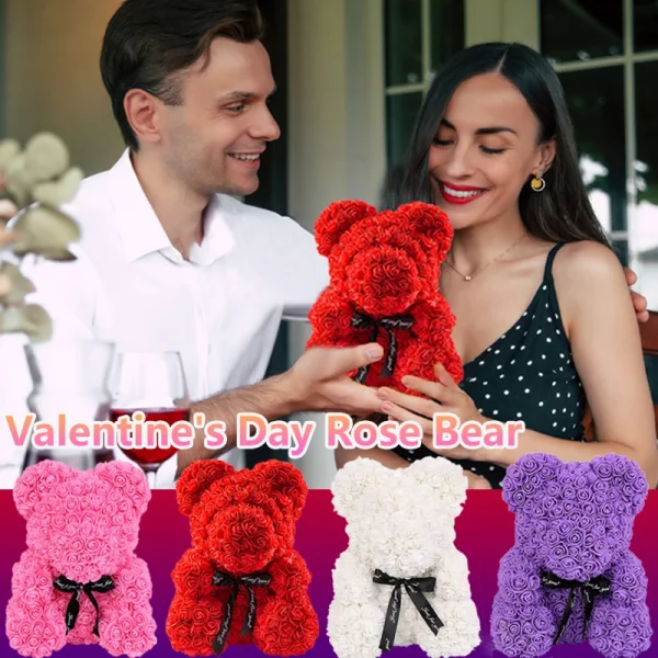 Creative Eternal Rose Bear Artificial Flower Bear Red Teddy Bear For Girlfriend Mother Day Birthday Valentine's Day Anniversary